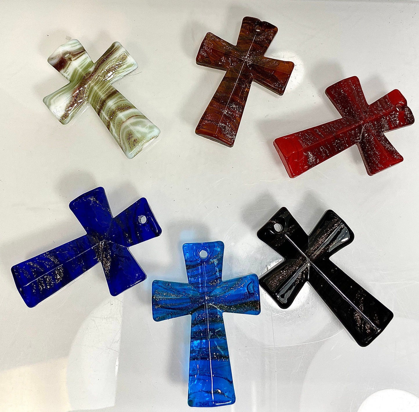 Wholesale Lot 12 Pcs cross Glass Pendant Hand Blown