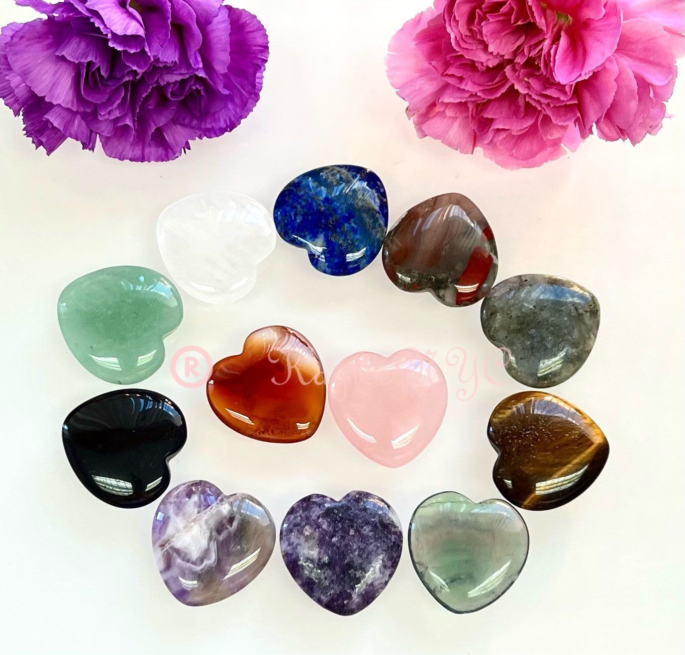 Wholesale Lot 12 Pcs 30mm Mixed Crystal Hearts Nice Quality Healing Energy