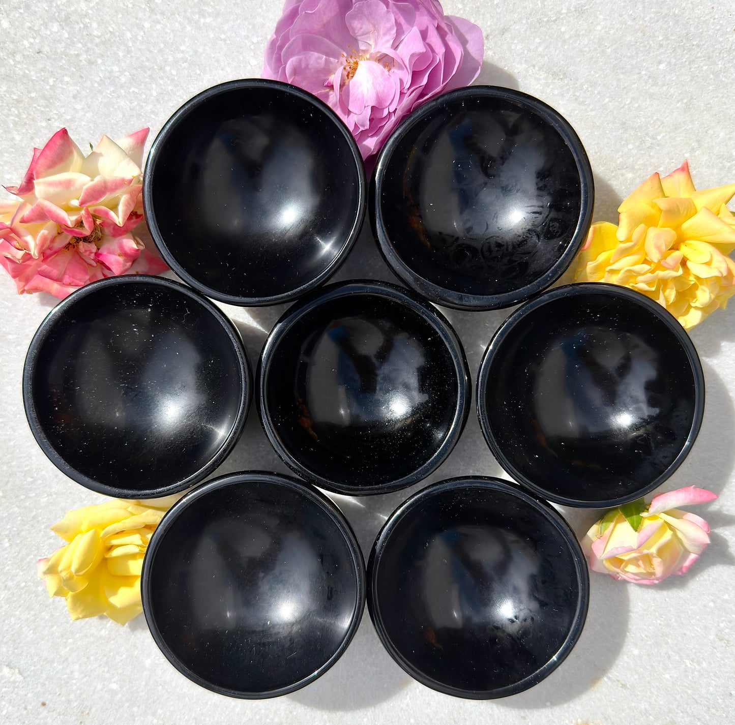 Wholesale Lot 6-8 pcs Natural Black Obsidian Bowl Crystal Healing Energy