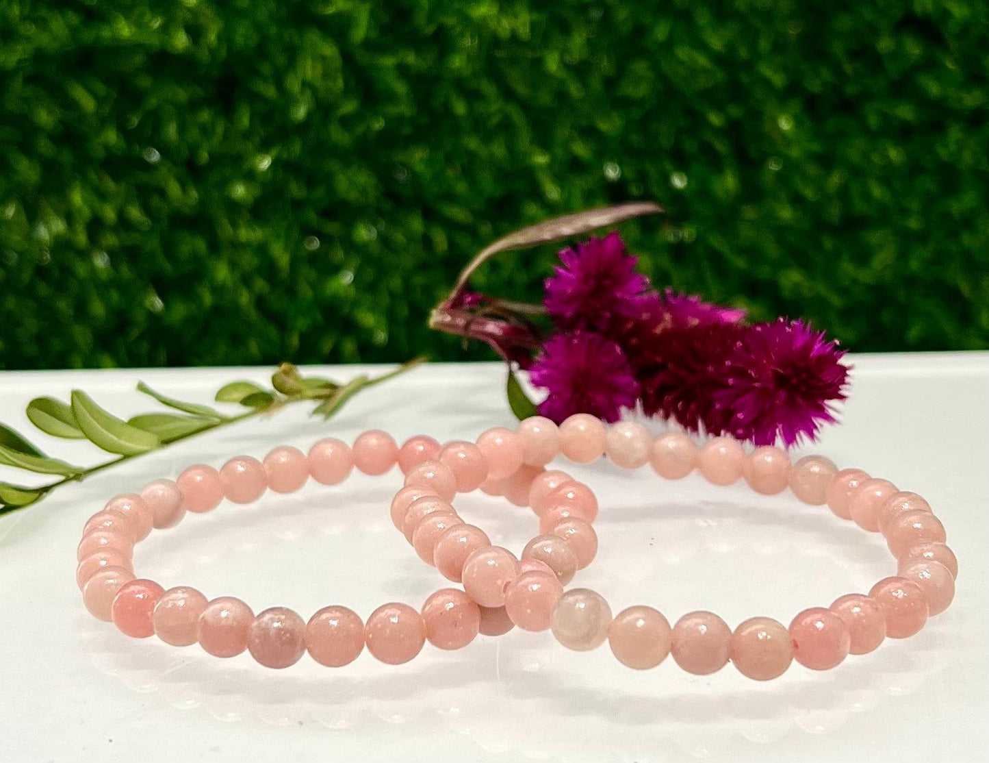 Wholesale 6 Pcs Natural Pink Opal  6mm 7.5” Crystal Healing Stretch Bracelet