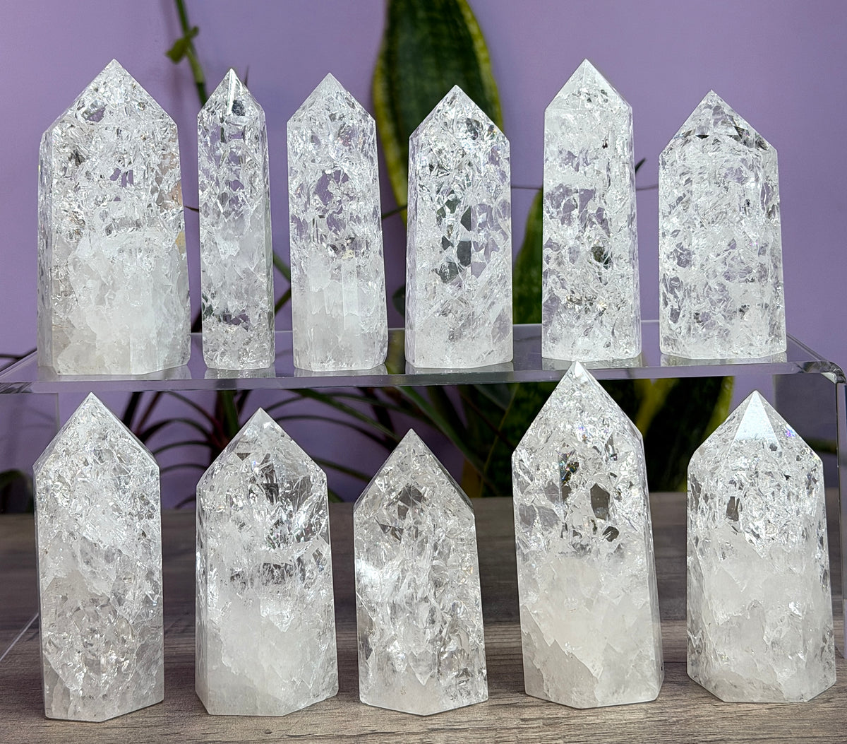 Wholesale Lot 2 Lb Fire & Ice Quartz Obelisk Tower Point Crystal Energy
