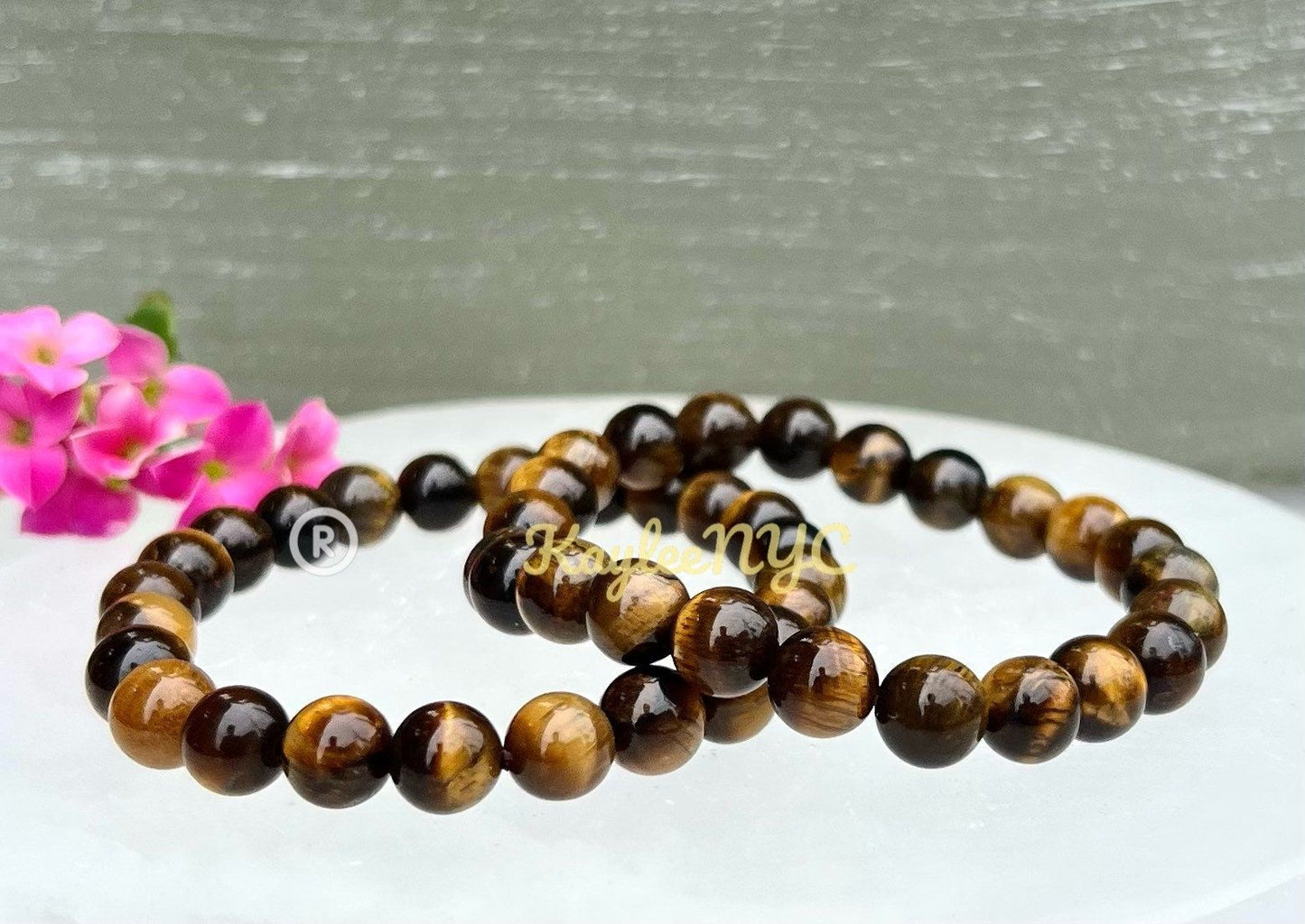 Wholesale 6 Pcs Natural Tiger Eye 8mm 7.5” Crystal Healing Stretch Bracelet