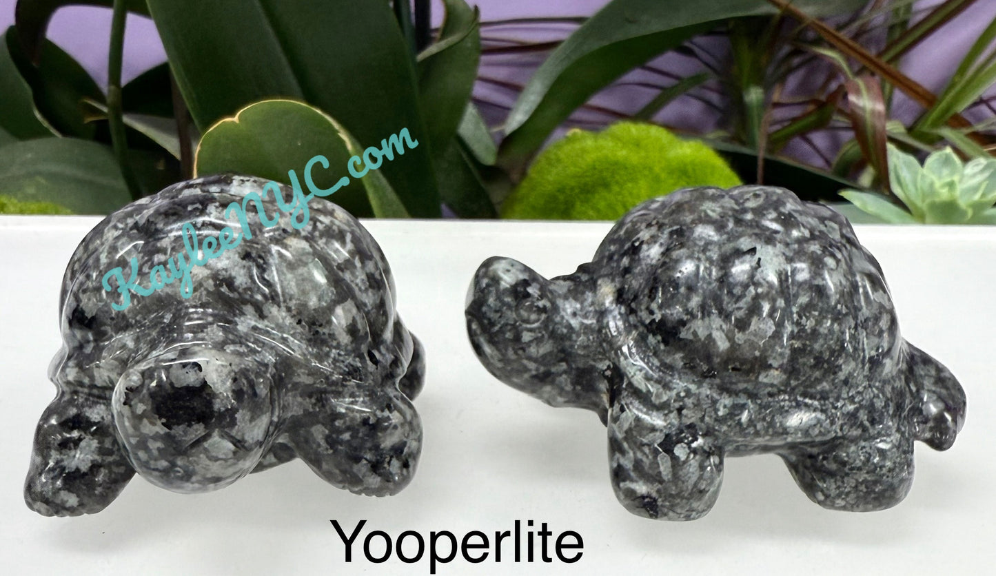 Wholesale Lot 4 pcs 8.5cm Natural Black Obsidian Yooperlite aka Emberlite Turtles Crystals Healing Energy