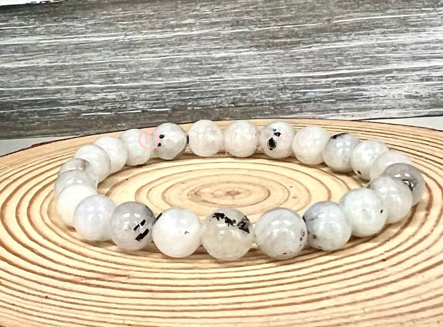 Wholesale 6 Pcs Natural Rainbow Moonstone 8mm 7.5” Crystal Healing Stretch Bracelet