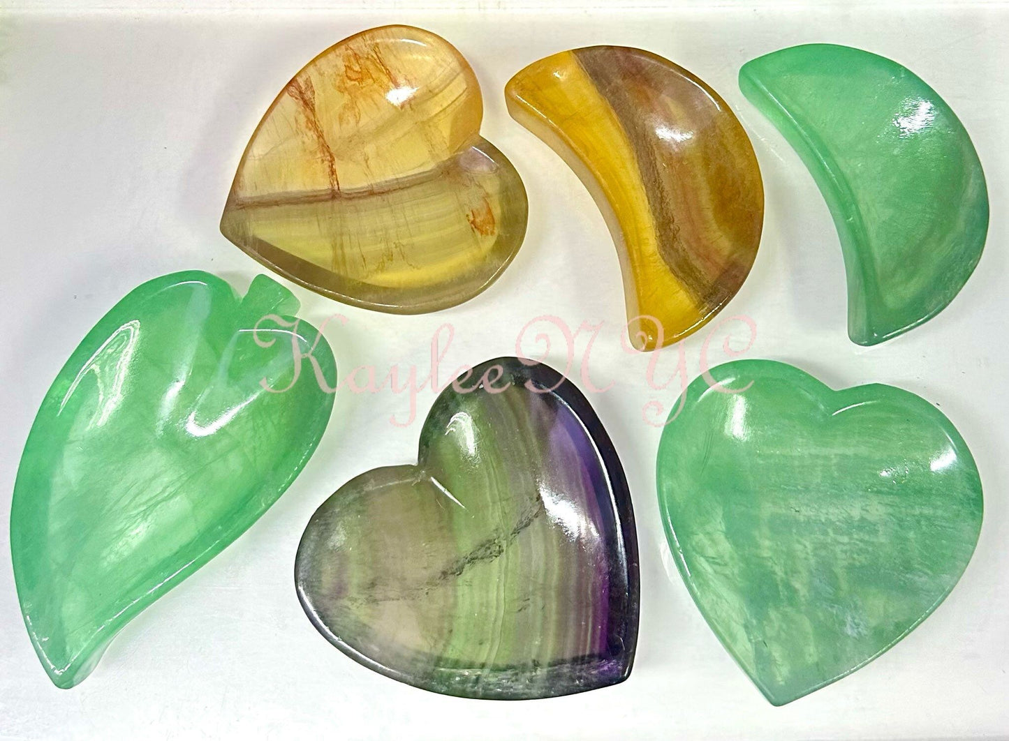 Wholesale Lot 6 pcs Natural Fluorite mixed Bowls Crystal Healing Energy