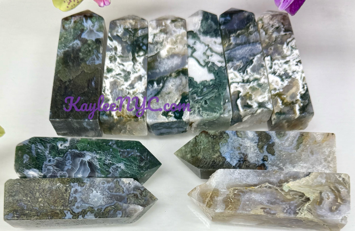 Wholesale Lot 2 Lb Natural Moss Agate Obelisk Tower Point Crystal Healing