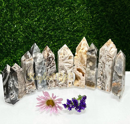 Wholesale Lot 2 lbs Natural Druzy Sphalerite Obelisk Tower Point Crystal Healing Energy