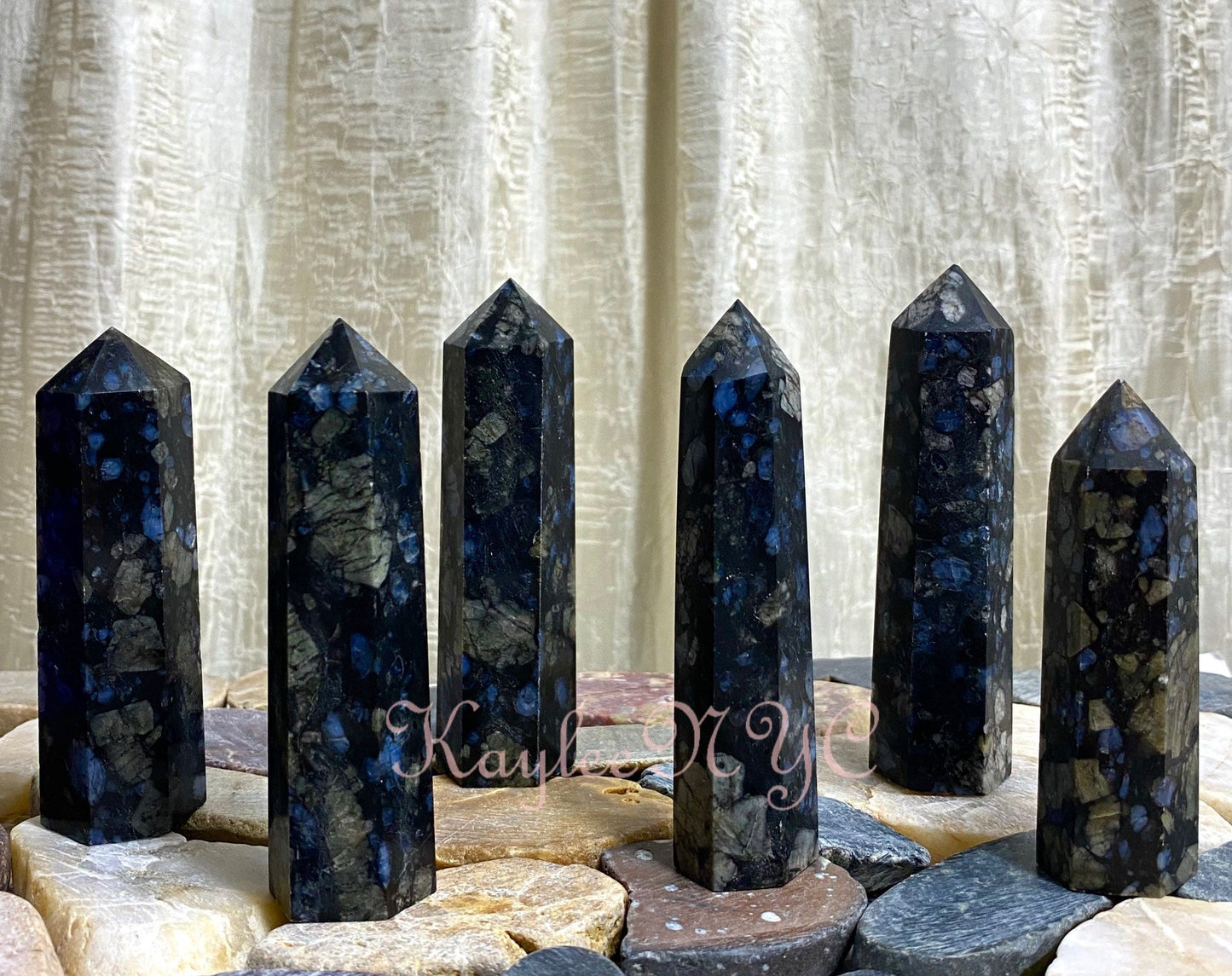 Wholesale Lot 2 Lbs Natural Blue Que Sera Aka Llanite Obelisk Tower Point Crystal Energy