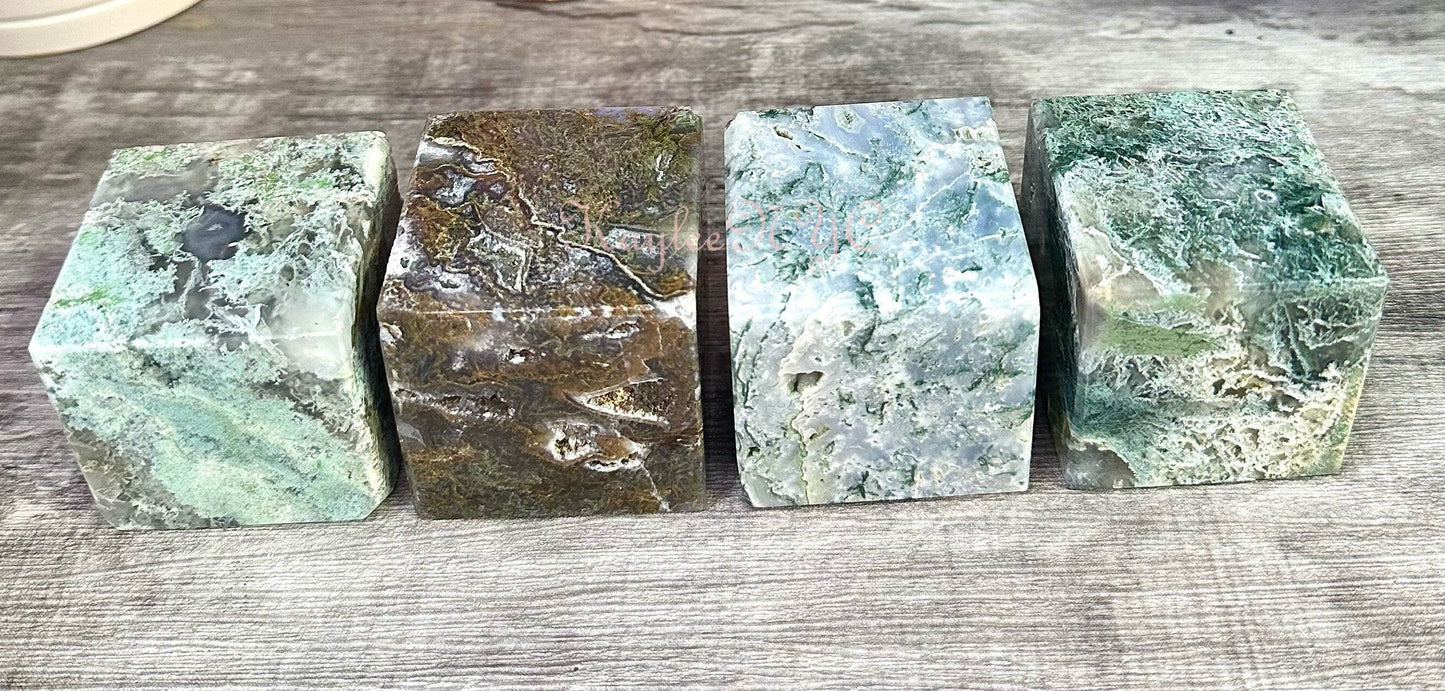 Wholesale Lot 3-4 pcs Natural Moss Agate Cube Crystal Healing Energy 2.8-3 lbs