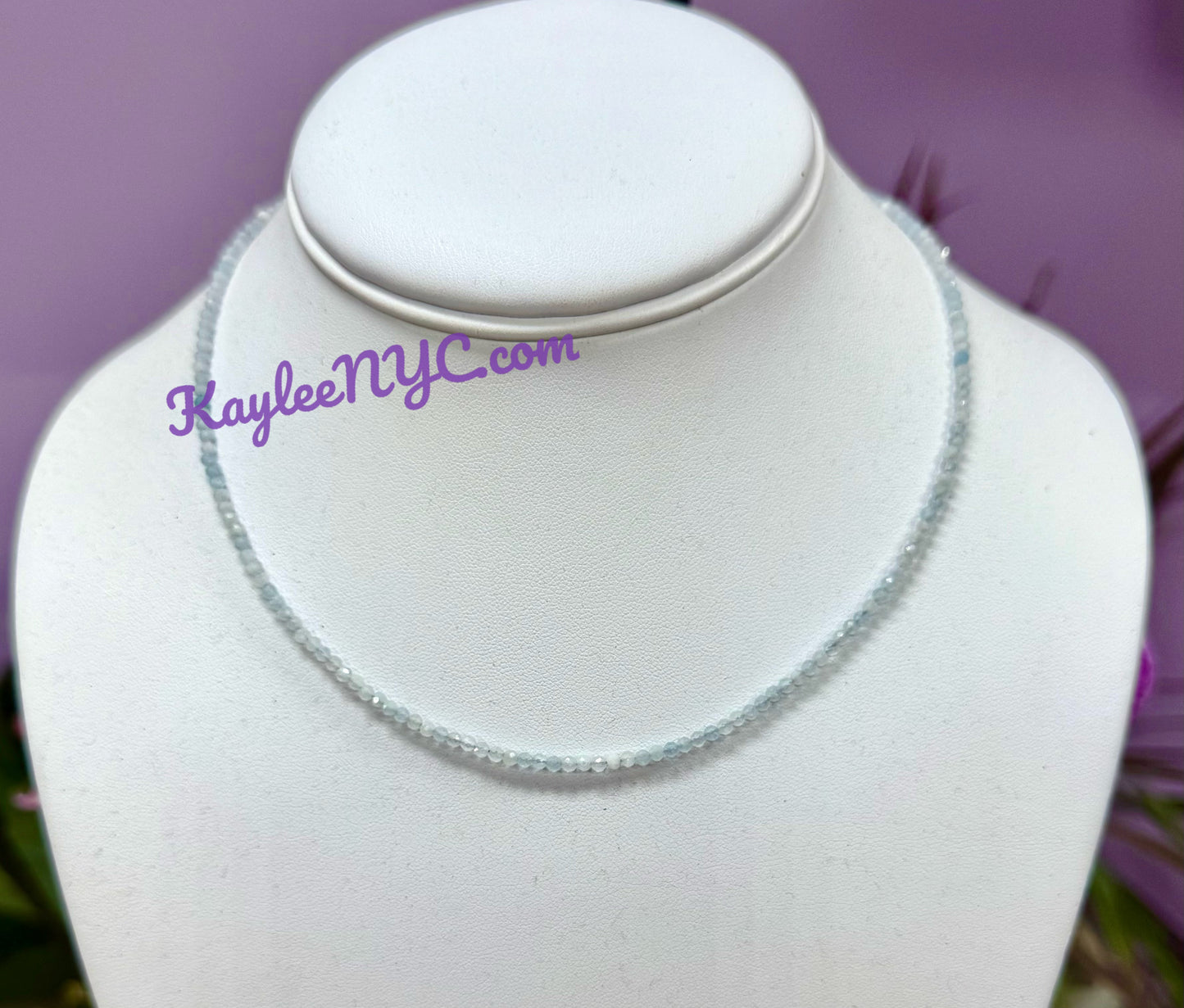 6 PCs 2mm Natural Aquamarine Necklaces