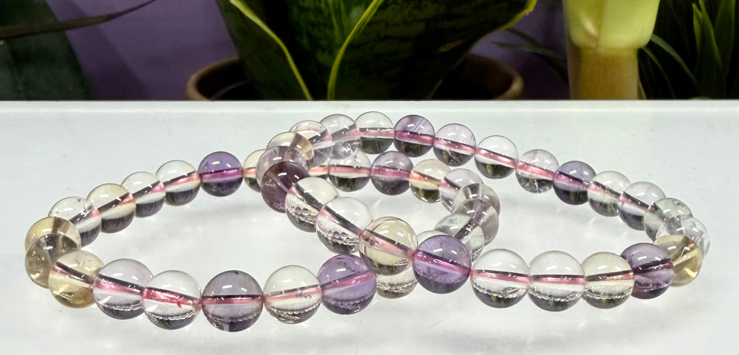 Wholesale 6 Pcs Natural Ametrine 8mm 7.5” Crystal Healing Stretch Bracelet