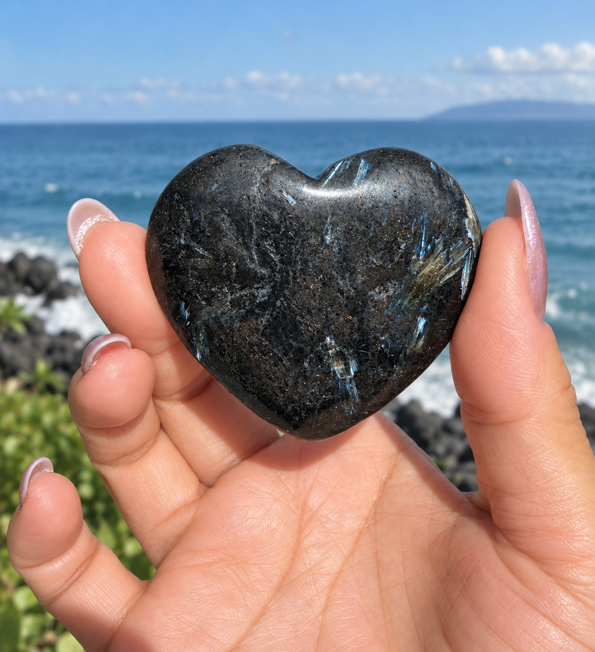 Wholesale 2 Lb Lot Natural Astrophyllite aka Arfvedsonite Heart Crystal Energy