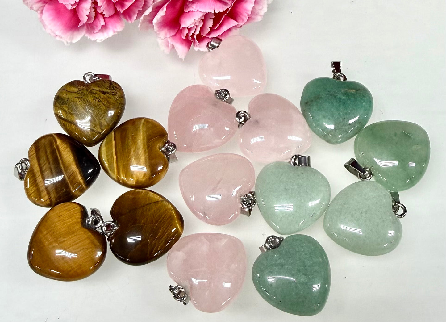 Wholesale Lot 15 Pcs Natural Crystal 2 cm Heart Pendant Healing Energy