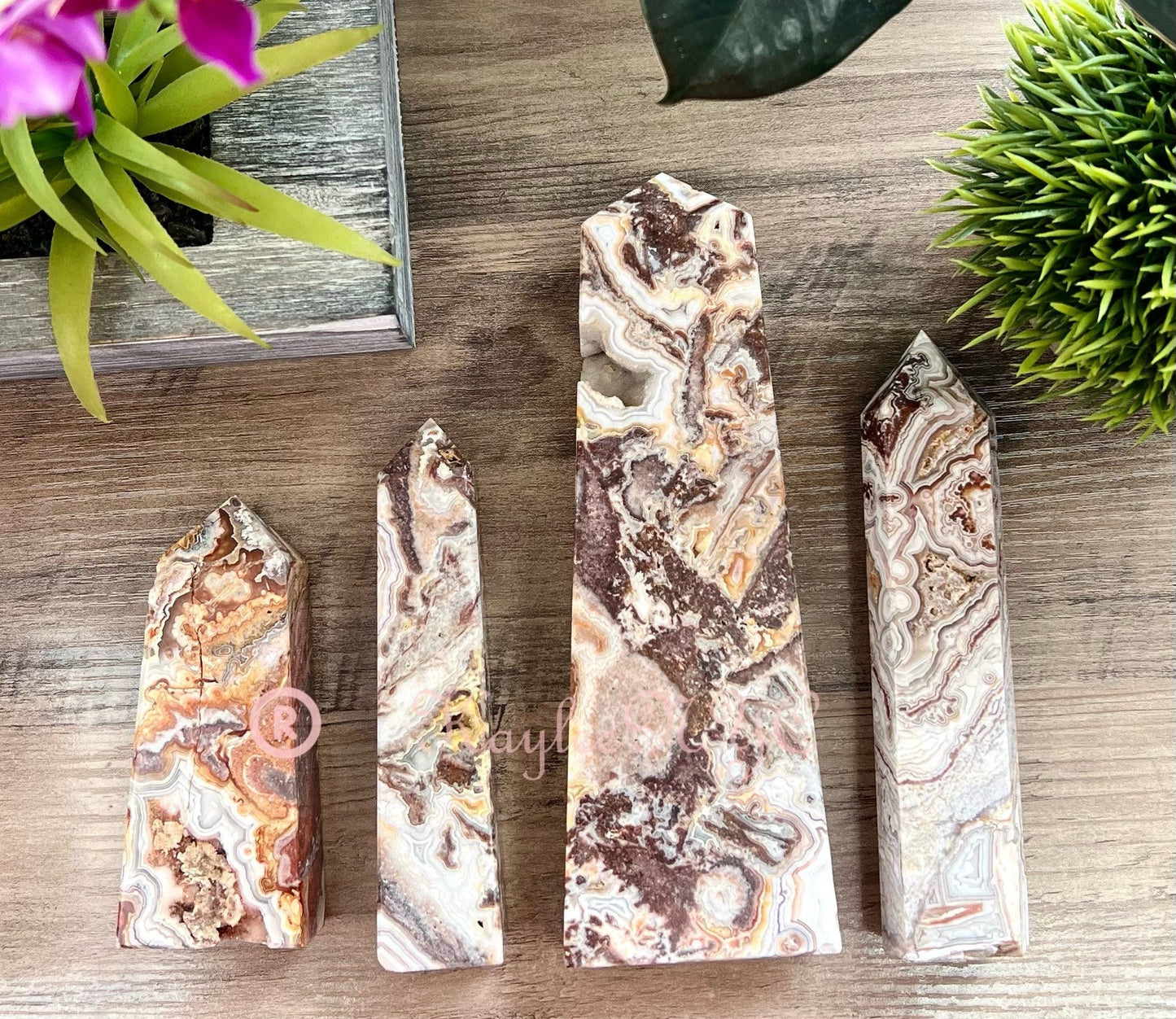 Wholesale Lot 3-4 PCs large Natural Mexican Red Crazy Lace Agate Obelisk Tower Point Crystal Healing