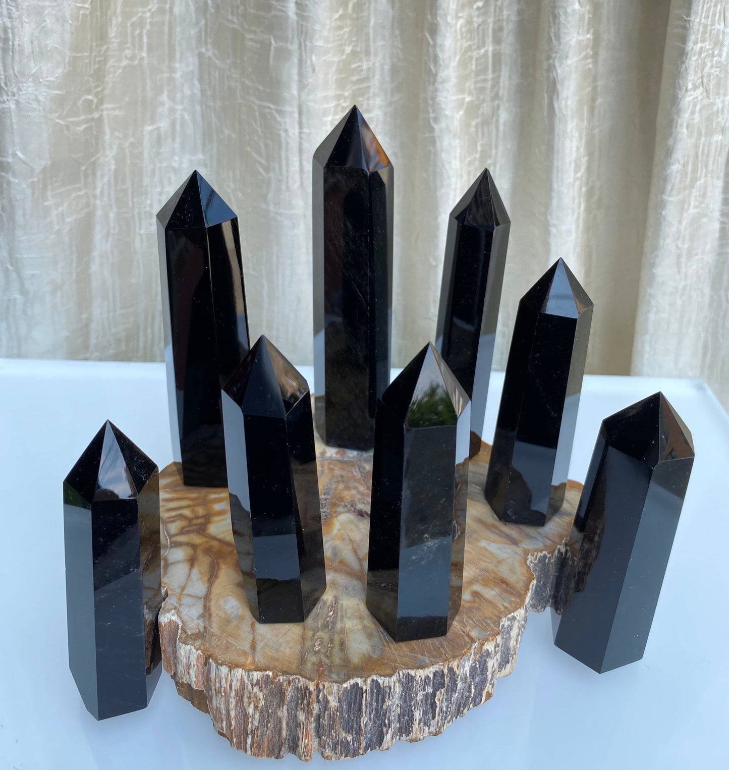 Wholesale Lot 1 Lb Black Obsidian Obelisk Tower Point Crystal Natural Energy