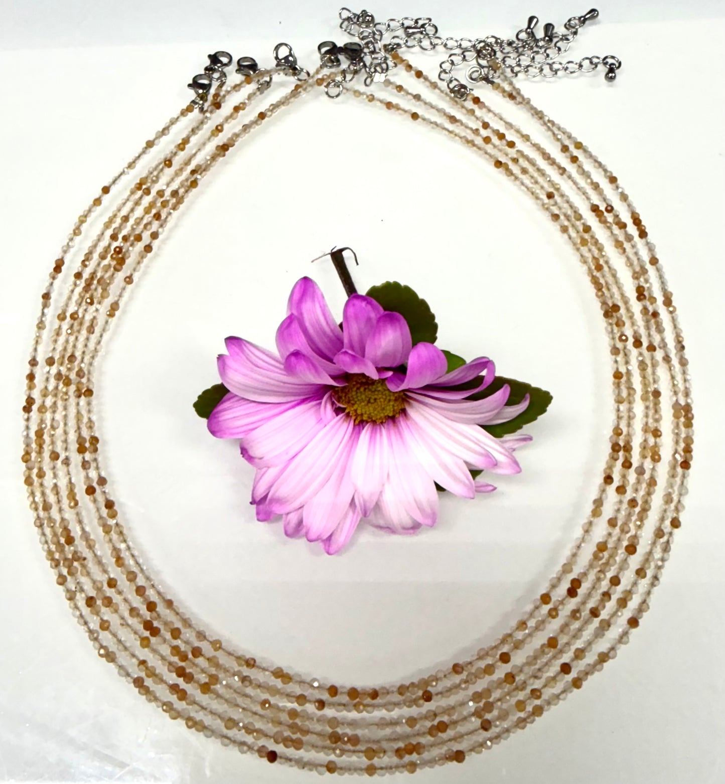 6 PCs 2mm Faceted Natural Amphibole Quartz Necklace Stainless Steel Finding