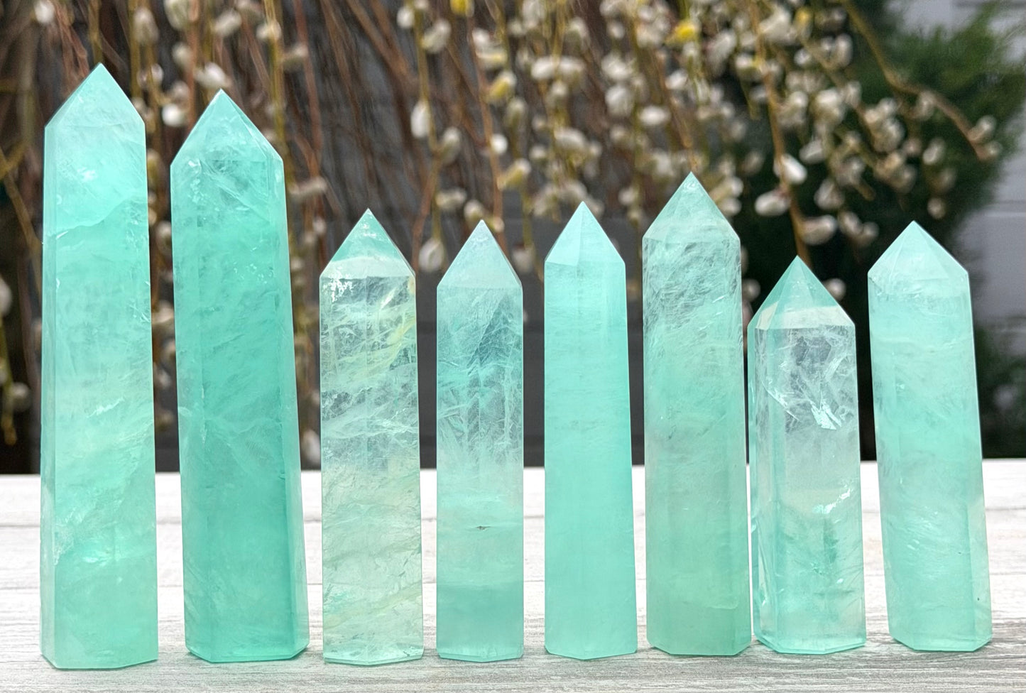 Wholesale Lot 2 lbs Natural Mint GreenFluorite Obelisk Tower Point Crystal Healing