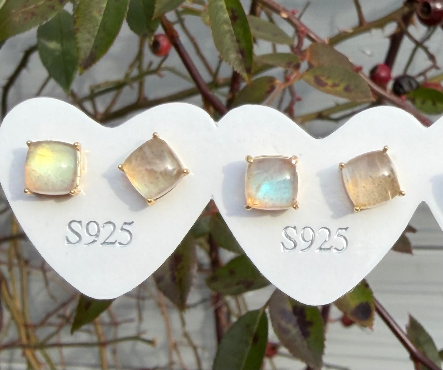 Wholesale Lot 5 Pairs Natural Labradorite Square Sterling Silver(925) Earring Studs 6mm