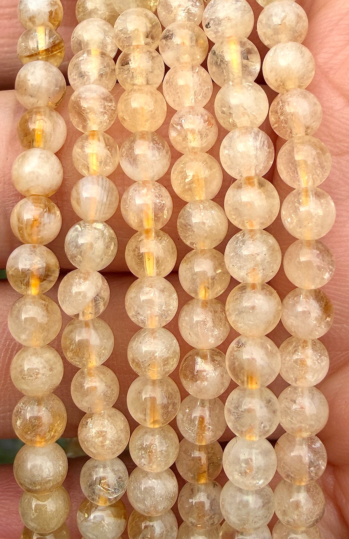 Wholesale Lot 6 Pcs Citrine 4mm 7.5” Crystal Healing Stretch Bracelet
