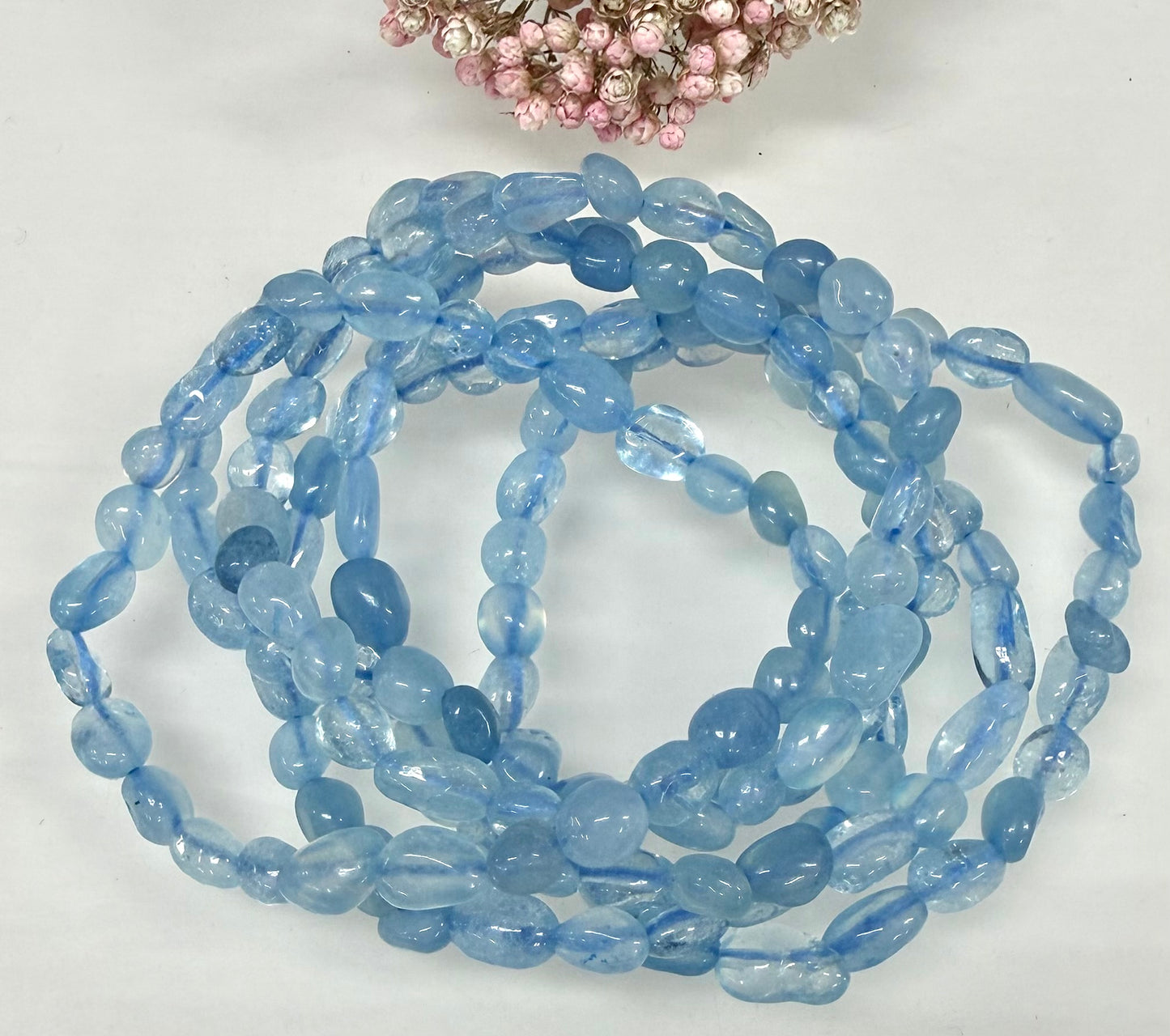 Wholesale 6 Pcs 6mm Aquamarine Tumble Stretch Bracelet Crystal Healing