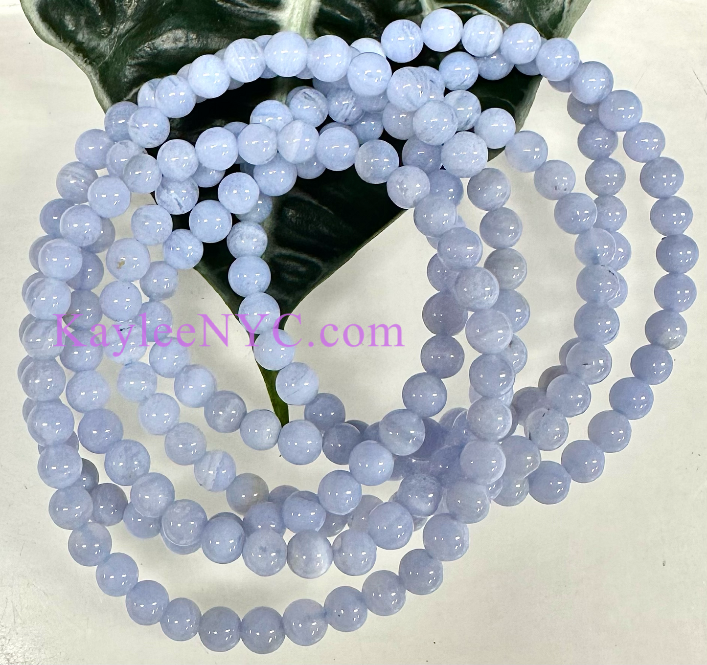 Wholesale 6 Pcs Natural Blue Lace Agate 5mm 7.5” Crystal Healing Stretch Bracelet