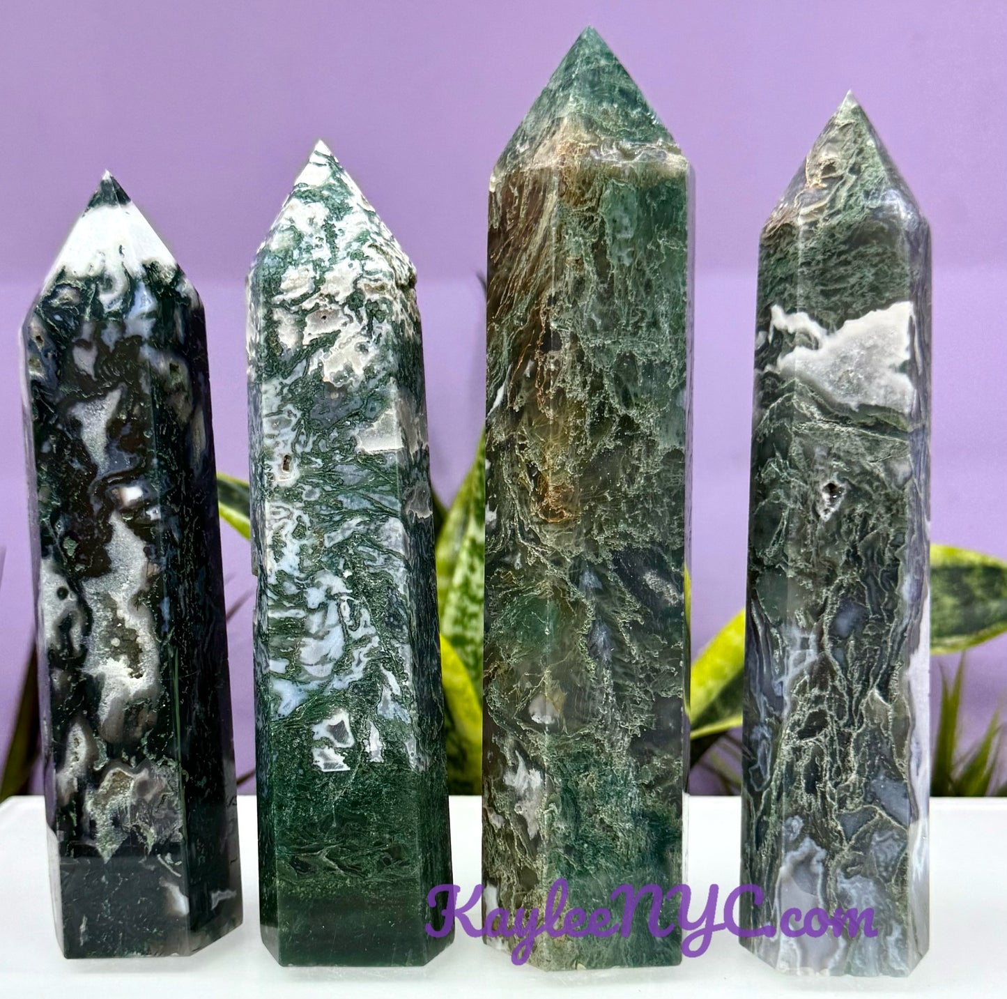 Wholesale Lot 3-4 pcs large Natural Moss Agate obelisk Tower Point Crystal Healing Energy 5.9 to 6 lbs