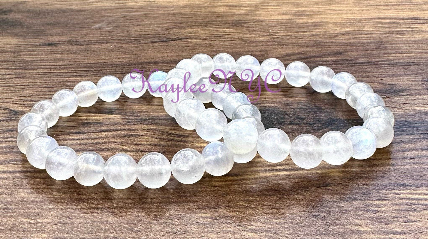 Wholesale 6 Pcs Natural Moonstone 8mm 7.3”Crystal Healing Stretch Bracelet