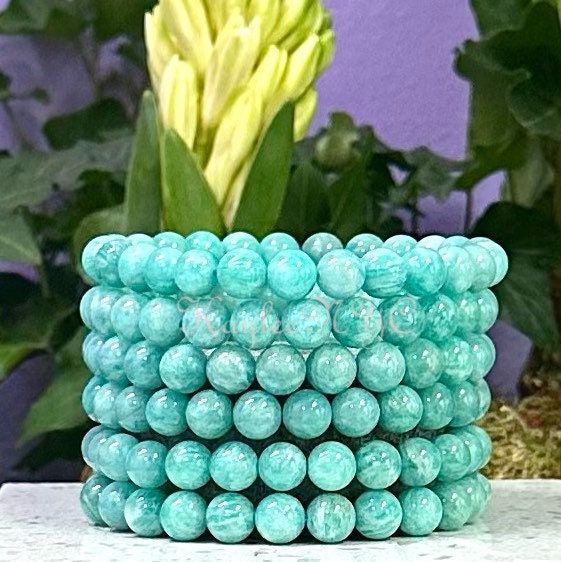 Wholesale 6 Pcs Natural Amazonite Bracelet 8mm 7.5” Healing Energy Crystal