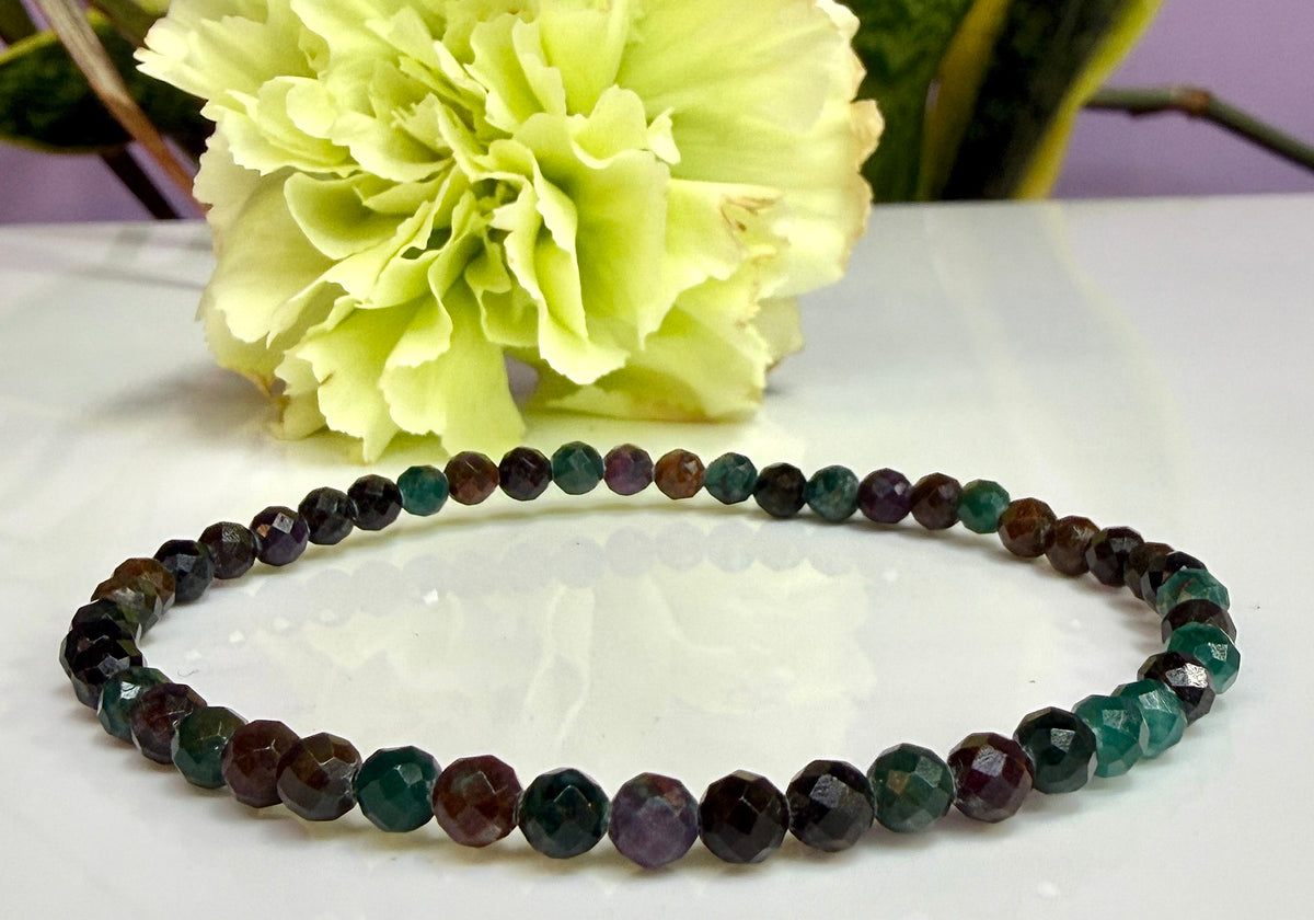 Wholesale Lot 6 Pcs Natural Emerald Faceted 4mm 7.5” Crystal Healing Stretch Bracelet