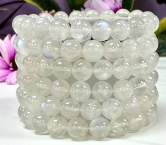 Wholesale Lot 6 Pcs Natural Moonstone 10mm 8” Natural Stretch Bracelet