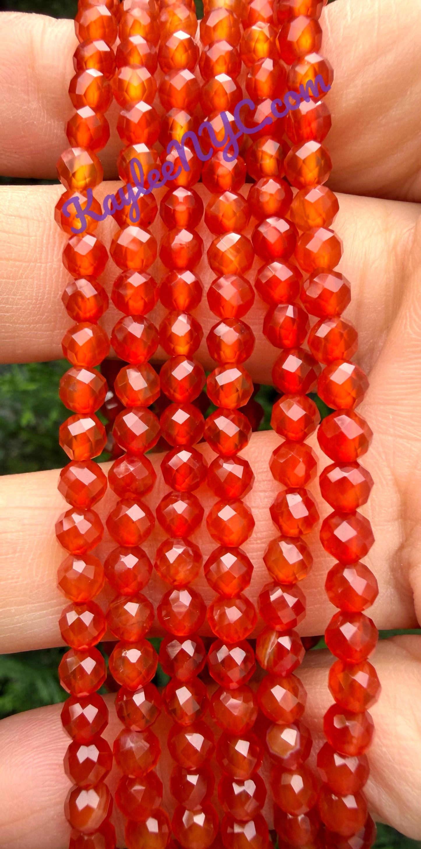 Wholesale Lot 6 Pcs Natural Faceted Carnelian 4mm 7.5” Crystal Healing Stretch Bracelet