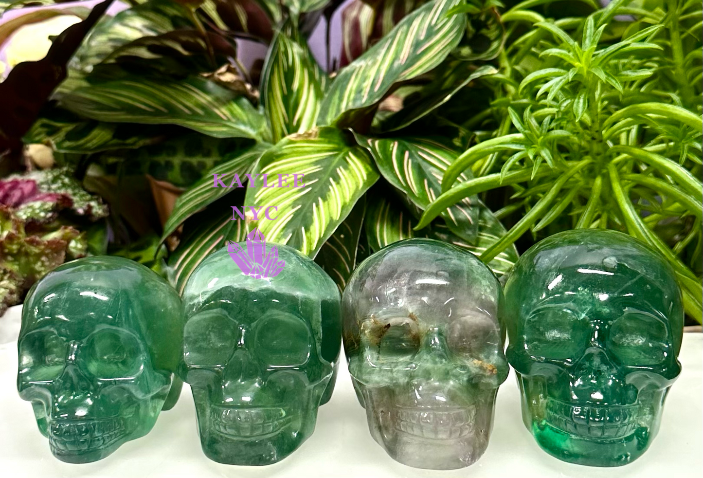 4 PCs Natural Fluorite Crystal Skull