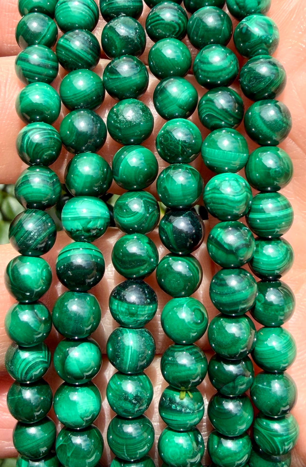 Wholesale 6 Pcs Natural Malachite 6mm 7.5” Crystal Healing Stretch Bracelet