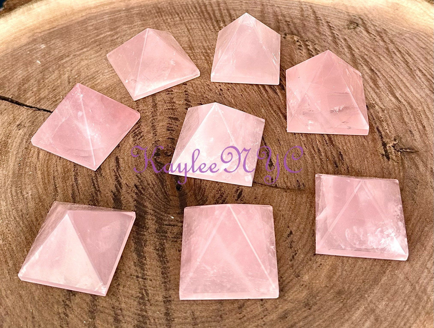 Wholesale Lot 8 PCs Natural Rose Quartz Pyramid Crystal Healing Energy 1-1.1 lb