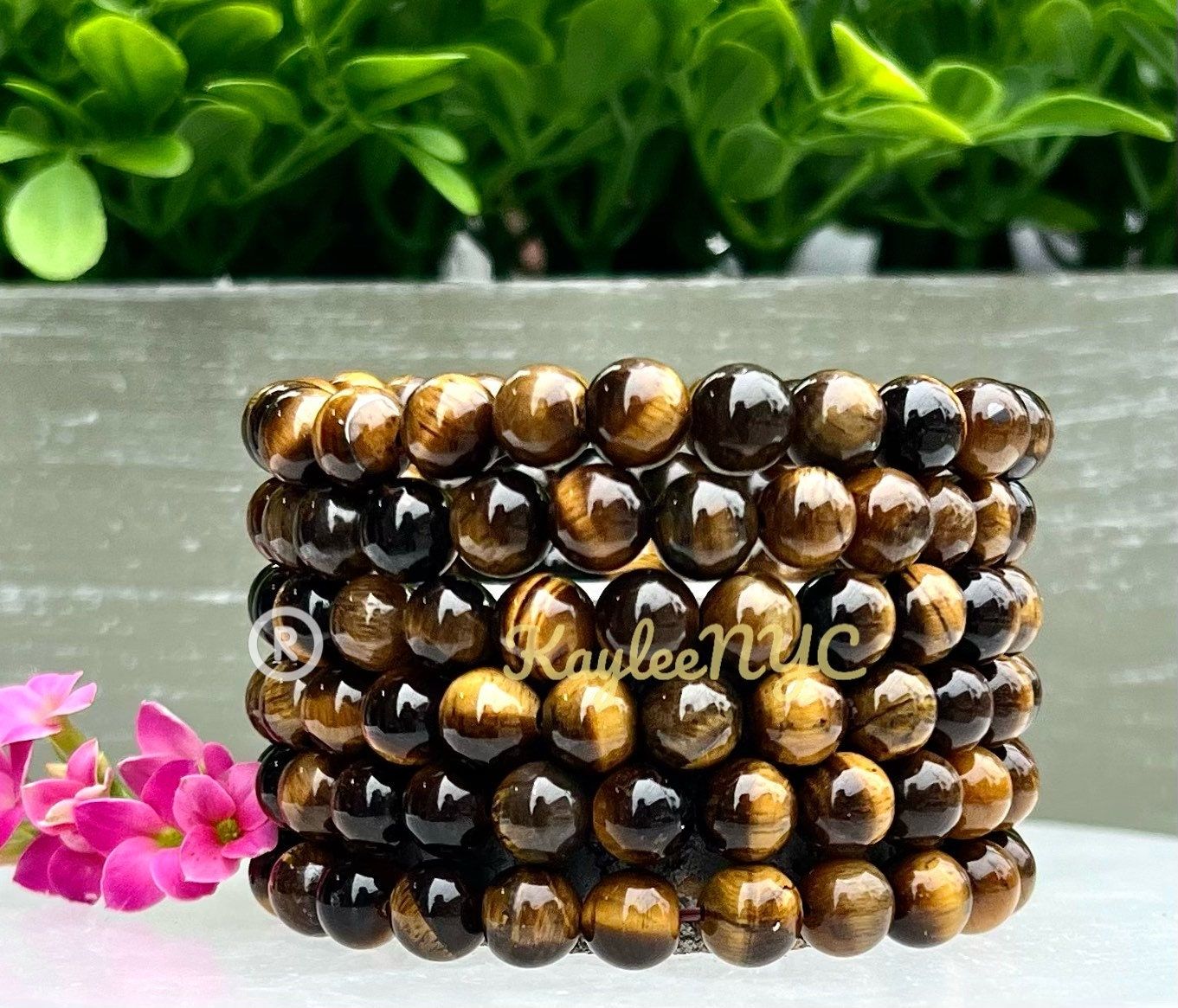 Wholesale 6 Pcs Natural Tiger Eye 8mm 7.5” Crystal Healing Stretch Bracelet