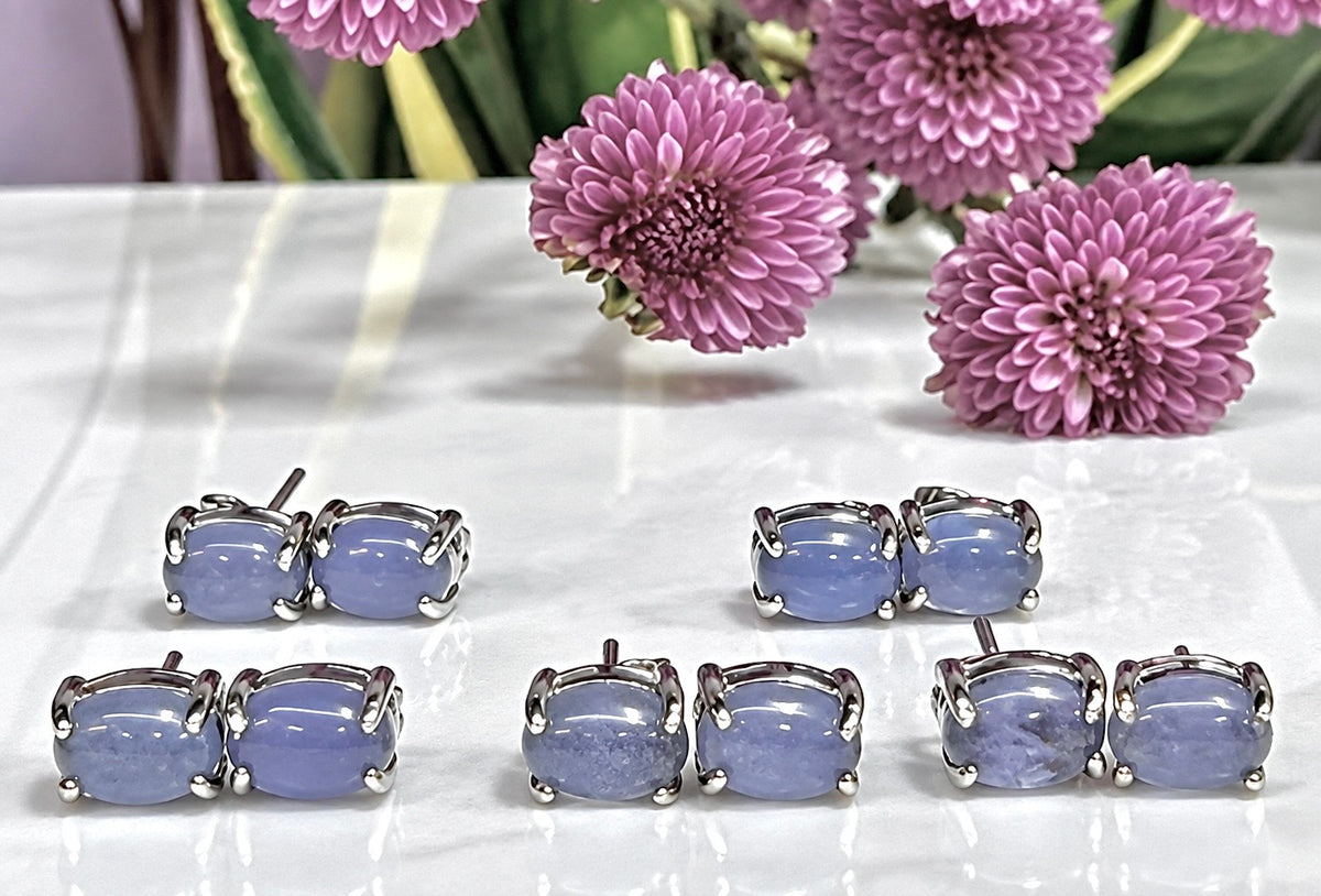 Wholesale Lot 5 Pairs Natural Tanzanite Earring Studs 5x7mm