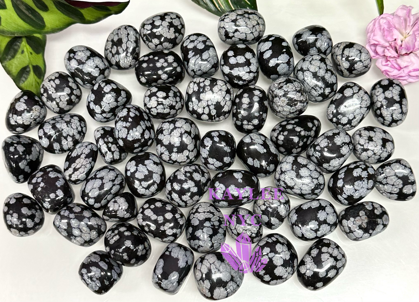 Wholesale Lot 2 Lbs Natural Snowflake Obsidian Tumble Healing Energy Nice Quality