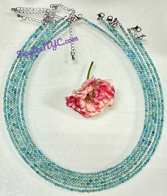 6 PCs 2mm Natural Blue Opal Necklaces