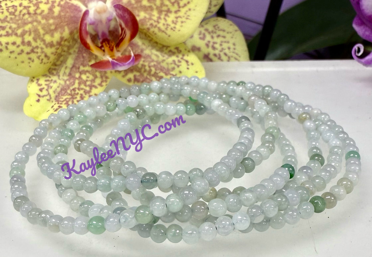 Wholesale Lot 6 Pcs Natural Jade 3.8mm 7.5” Crystal Healing Stretch Bracelet
