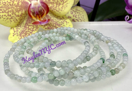 Wholesale Lot 6 Pcs Natural Jade 3.8mm 7.5” Crystal Healing Stretch Bracelet