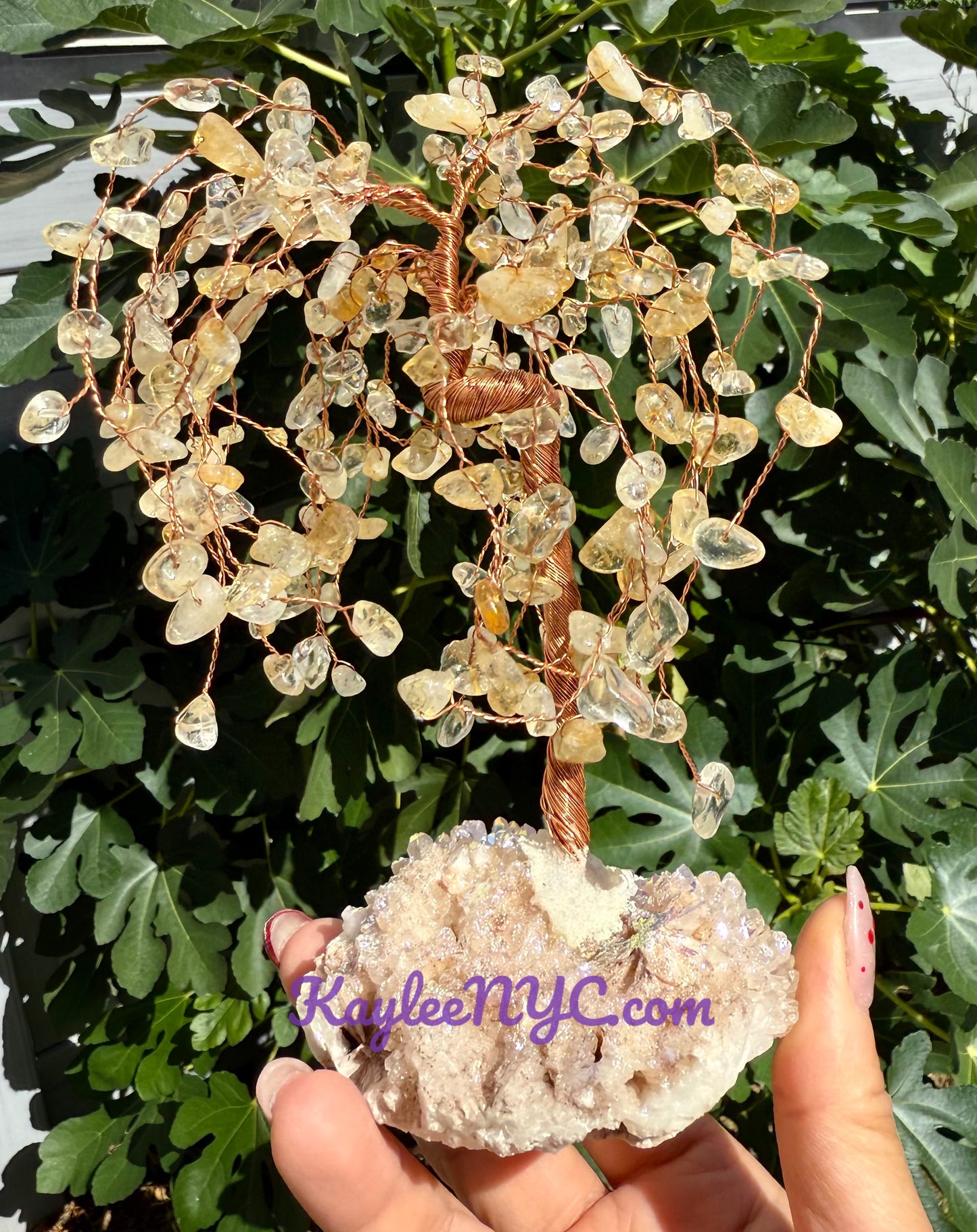 Wholesale Lot 3 Pcs Weeping Willow Tree with Angel Aura Base Crystal Healing Energy