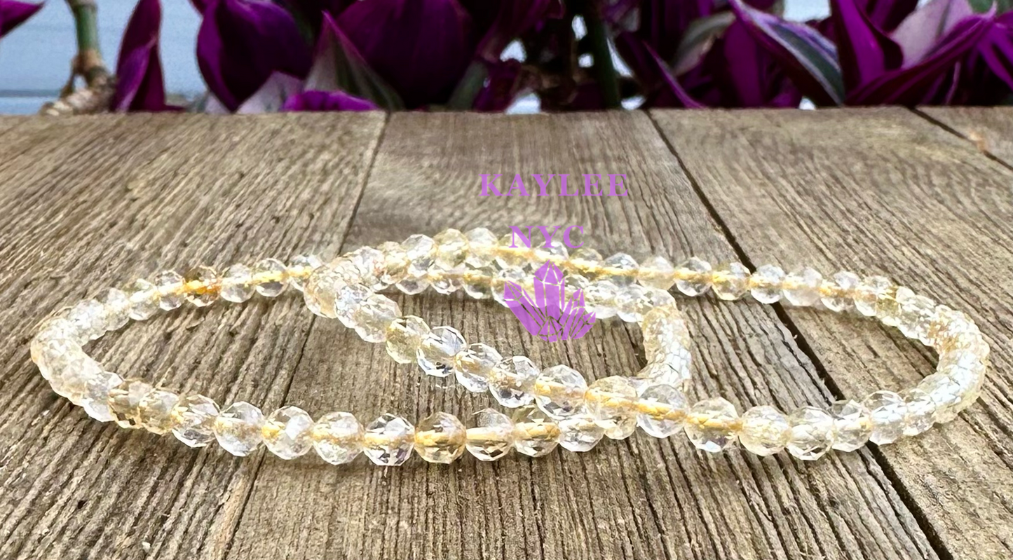 6 PCs 4mm Citrine Faceted Bracelet 7.5”