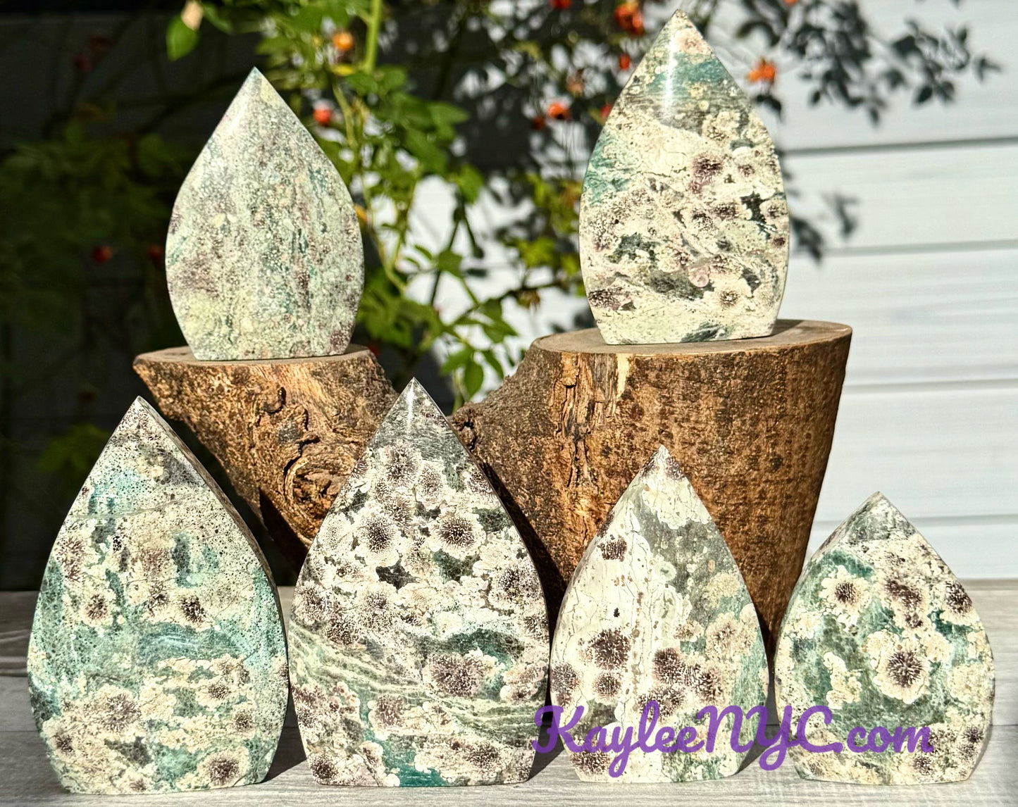 6-7 PCs Natural Green Flower Jasper Freeform Crystal bulk wholesale