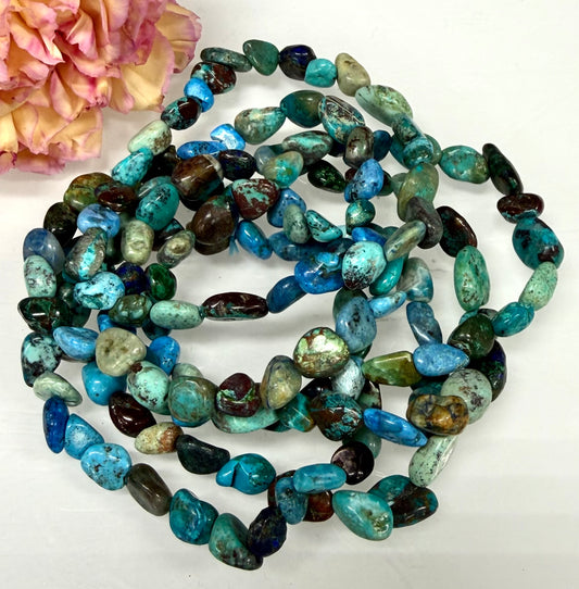 Wholesale 6 Pcs ~7mm Blue Opal Natural Crystal tumble Stretch Bracelet 7.5”
