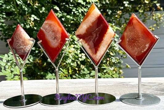 Wholesale Lot 4 PCs Natural Carnelian Diamond w/stand Healing Energy