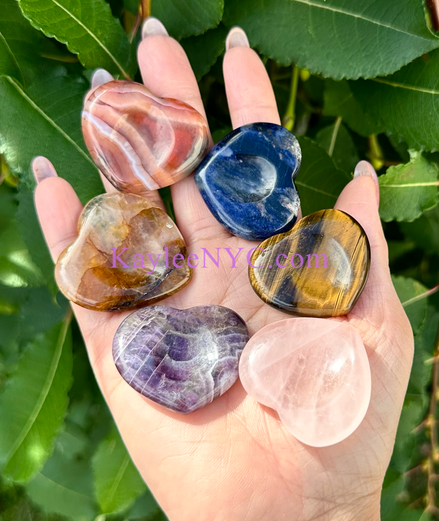 12 PCs Natural Crystal Heart Worry Stone Healing Energy