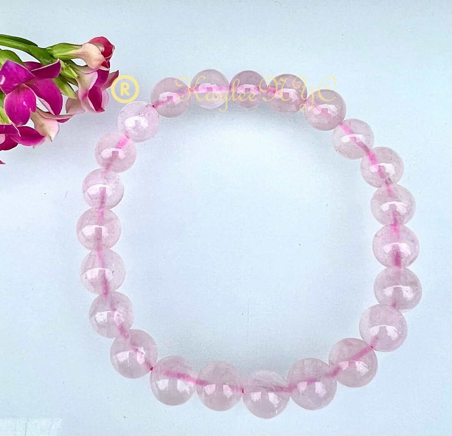 Wholesale 6 Pcs Natural Ice Rose Quartz 8mm 7.5” Crystal Healing Stretch Bracelet