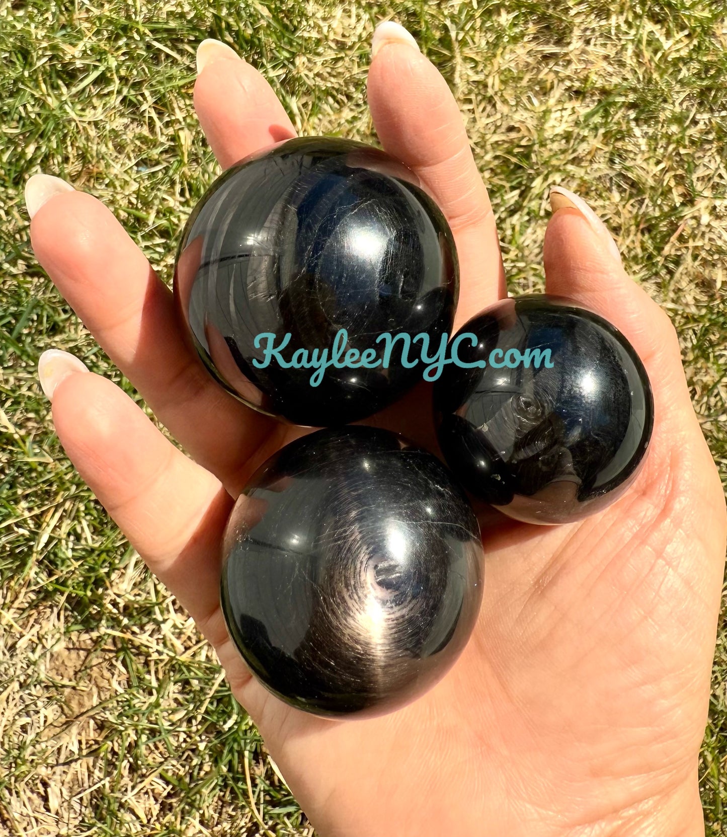 5 PCs Natural Hypersthene Sphere Healing Energy
