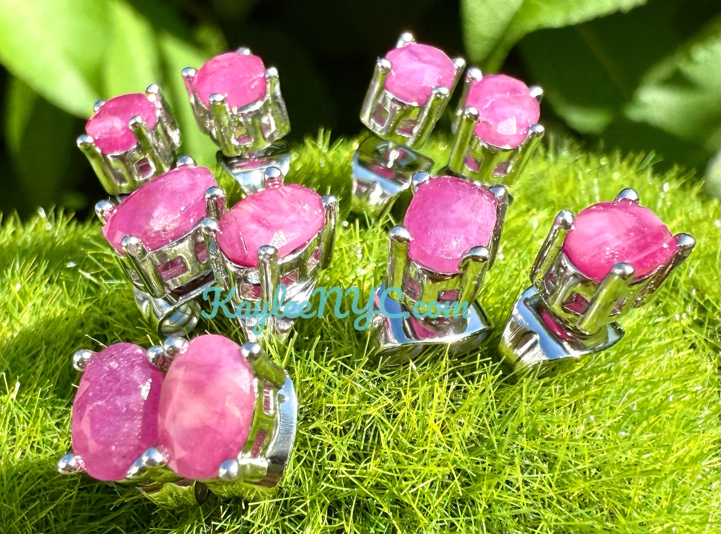 Wholesale Lot 5 Pairs Natural Ruby Sterling Silver(925) Earring Studs 4x6mm