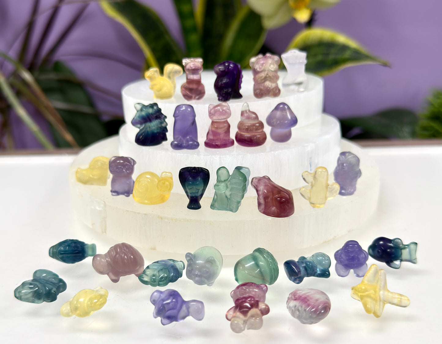 32 pcs Natural Mini Candy Fluorite Carvings